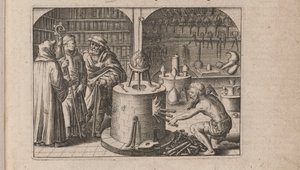 Ilustração para avrevs Tripvs, isto é, os três mais seleto .. químicos Parte de 1618 de Theodore de Bry