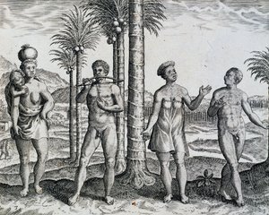 Etiópia nativa, da obra India Orientalis gravada por Theodor de Bry (1528-1598), África de Theodore de Bry