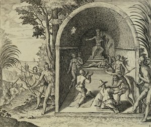 Navegadores Portugueses Chegados à Etiópia, Ilustração de Indiae Orientalis de Antonio Pigafetta, de Theodore de Bry de Theodore de Bry