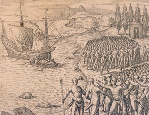 A chegada dos portugueses ao Peru de Theodore de Bry