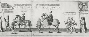 Yeomen inaugura o cortejo fúnebre de Sir Philip Sidney no caminho para a Catedral de St. Pauls, 1587 de Theodore de Bry