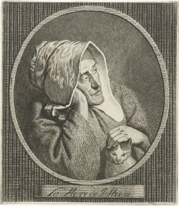 Mulher idosa com gato
La Mere de J. Steen (título sobre o objecto)