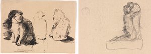 Gatos (reto); Esboço de Duas Figuras Abraçando (verso)