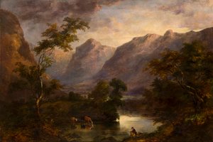 Uma vista de Langdale, c.1827-90 (óleo sobre tela) de Theophil Lindsey Aspland
