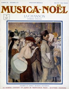Revista "musica Noel", canção especial número de dezembro de 1913. A capa consiste de um fragmento de painel decorativo de Steinlen. de Théophile Alexandre Steinlen