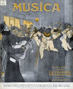 Festas nocturnas em Montmartre. Capa de Steinlen para a revista "Musica" de novemvre 1908. de Théophile Alexandre Steinlen