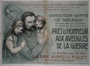 Cartaz publicitando uma venda de arte em ajuda de soldados cegos de Théophile Alexandre Steinlen