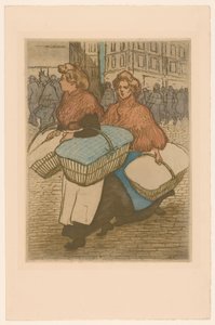 Duas lavadeiras com cestos na rua de Théophile Alexandre Steinlen