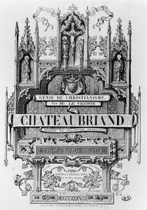 Título de &39;Le Genie du Christianisme&39; por François Rene (1768-1848) Visconde de Chateaubriand, gravado por Henri Desire Porret, 1838 de Theophile Evariste Fragonard