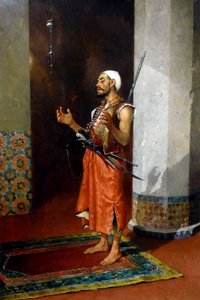 Guarda turca a rezar, finais do século XIX - início do século XX (óleo sobre tela) de Theophile Marie Francois Lybaert