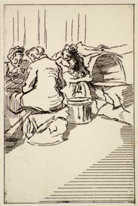 Três mulheres sentadas, século 20 (gravura)