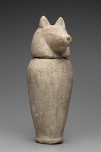 Frasco Canópico com Cabeça de Chacal (calcário) de Third Intermediate Period Egyptian