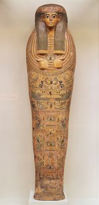 Caixão egípcio de uma pessoa sem nome decorada com cenas rituais, c.1050 aC (madeira)