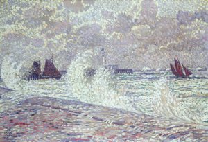 O mar durante o equinócio, Boulogne-sur-Mer, 1900 de Théo van Rysselberghe