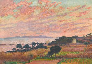 A baía ao pôr do sol Saint Clair, 1916. de Théo van Rysselberghe