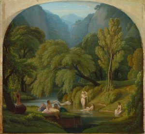 Os Banhistas, Recordação das Margens do Rio Anio em Tivoli, c. 1860-61 (óleo sobre painel de madeira)