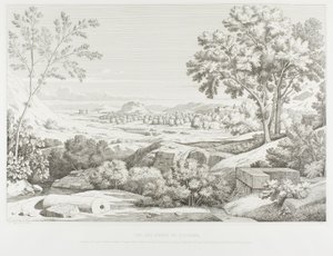 Vista das margens do Illisós: Montanhas da Argólida, Templo de Júpiter Olímpico, Acrópole, Palácio do Rei Corydalus, Aldeia de Ambelo