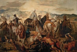 Cavaleiros árabes transportando os seus mortos de Théodore Chassériau