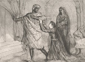 Fora!: placa 7 do Ato 3 de Otelo, Cena 4, gravada em 1844, reimpressa em 1900. de Théodore Chassériau