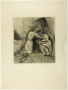 Ele a sufoca, prato treze de Otelo de Théodore Chassériau