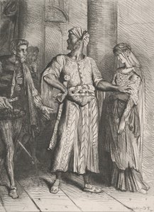 Honestamente Iago, minha Desdemona devo deixar-te: placa 4 de Othell..., gravada em 1844, reimpressa em 1900. de Théodore Chassériau