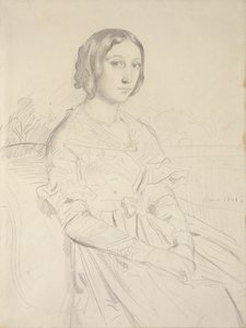 Retrato de uma jovem mulher, sentada a três quartos para a esquerda, 1839-1856 de Théodore Chassériau