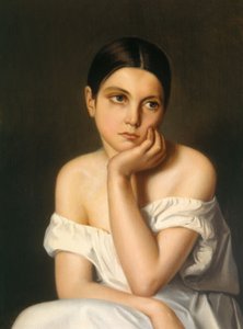 Rapariga (Melancolia), c.1833-35 (óleo sobre cartão) de Théodore Chassériau