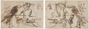 Géricault - Folha de esboços (frente) Folha de esboços (verso), 1819 de Theodore Gericault