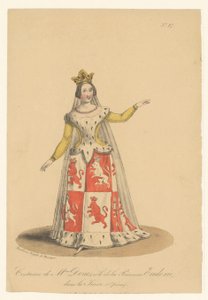 Julie Dorus-Gras in de rol van prinses Eudoxie in de opera La Juive
Traje de Mme Dorus, papel da Princesa Eudoxie, em La Juive (Ópera) (título sobre o objecto)
Actores, actrizes em operazangers em hun roll (título da série) de Théodore Lejeune