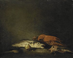Natureza morta com peixe e lagosta