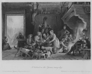 Um Cabaré nos Pirenéus (dia de chuva) (gravura) de Thomas (after) Allom