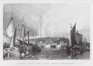 Igreja de Boston, e Grand Sluice, Lincolnshire (gravura) de Thomas (after) Allom