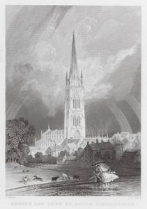 Igreja e Cidade de Louth, Lincolnshire (gravura) de Thomas (after) Allom