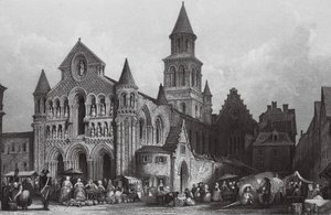 Igreja de Notre Dame, Poitiers (gravura) de Thomas (after) Allom
