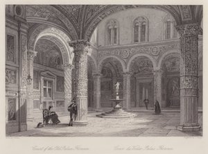 Tribunal do Palácio Velho, Florença (gravura) de Thomas (after) Allom