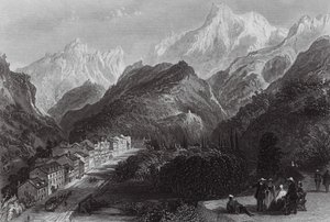 Eaux Bonnes, nos Pirinéus (gravura) de Thomas (after) Allom
