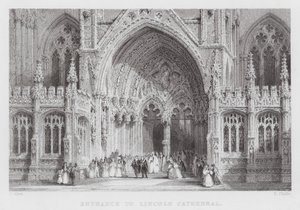 Entrada na Catedral de Lincoln (gravura) de Thomas (after) Allom