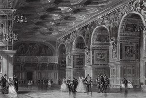 Galeria de Henrique II em Fontainebleau (gravura) de Thomas (after) Allom