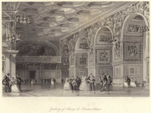 Galeria de Henrique II Fontainebleau (gravura) de Thomas (after) Allom
