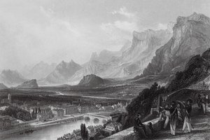 Grenoble, a partir da Fortaleza (gravura) de Thomas (after) Allom