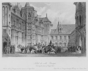 Hotel-de-ville, Bourges, antiga casa de Jacques Coeur (gravura) de Thomas (after) Allom