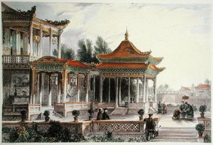 Pavilhão da Estrela da Esperança, Tong Chow, c.1850 (cor litho) de Thomas (after) Allom