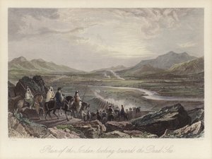 Planície do rio Jordão olhando para o Mar Morto (gravura colorida) de Thomas (after) Allom