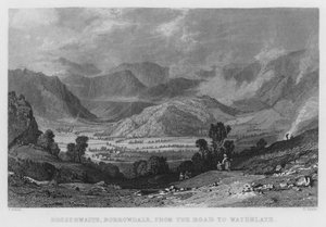 Rossthwaite, Borrowdale, from the Road to Watenlath (gravura) de Thomas (after) Allom