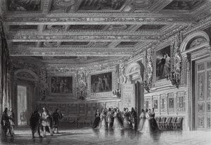 Salão de Luís XIII, Fontainebleau (gravura) de Thomas (after) Allom