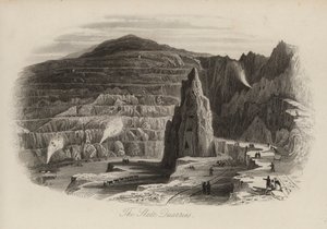 Pedreiras de ardósia, Bethesda, Norte do País de Gales (gravura) de Thomas (after) Allom