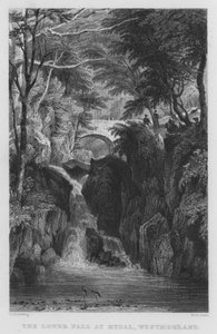 The Lower Fall at Rydal, Westmorland (gravura) de Thomas (after) Allom