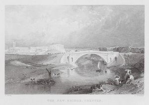 A Nova Ponte, Chester (gravura) de Thomas (after) Allom