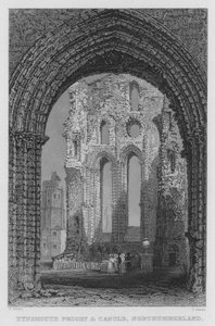 Tynemouth Priory and Castle, Northumberland (gravura) de Thomas (after) Allom