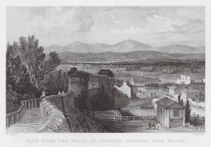 Vista das Paredes de Chester, olhando para o País de Gales (gravura) de Thomas (after) Allom